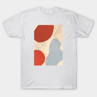 Abstract Line Work, Botanical Mid Century, Modern Boho T-Shirt